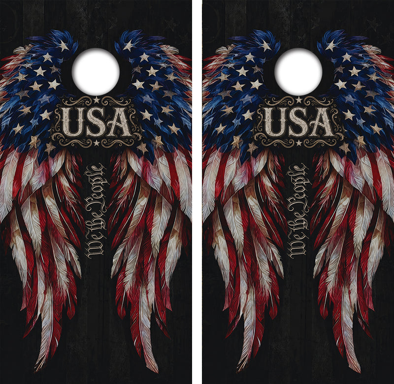 We The People Wings Cornhole Design
