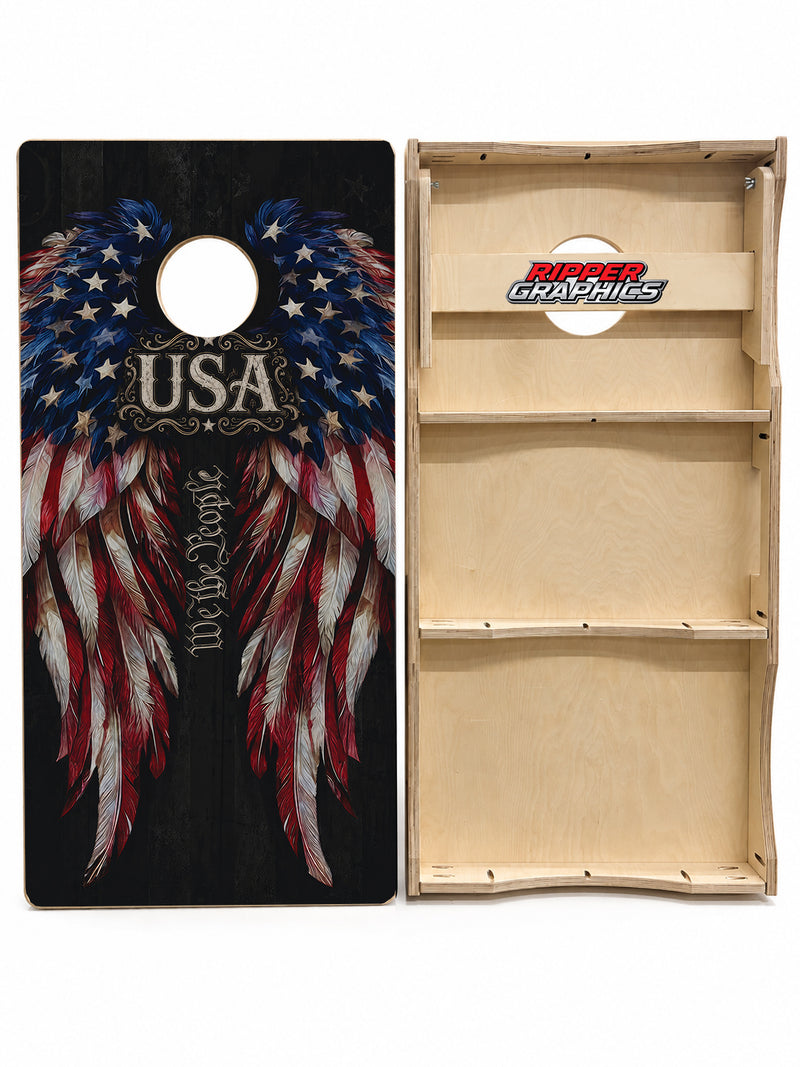 We The People Wings Cornhole Design