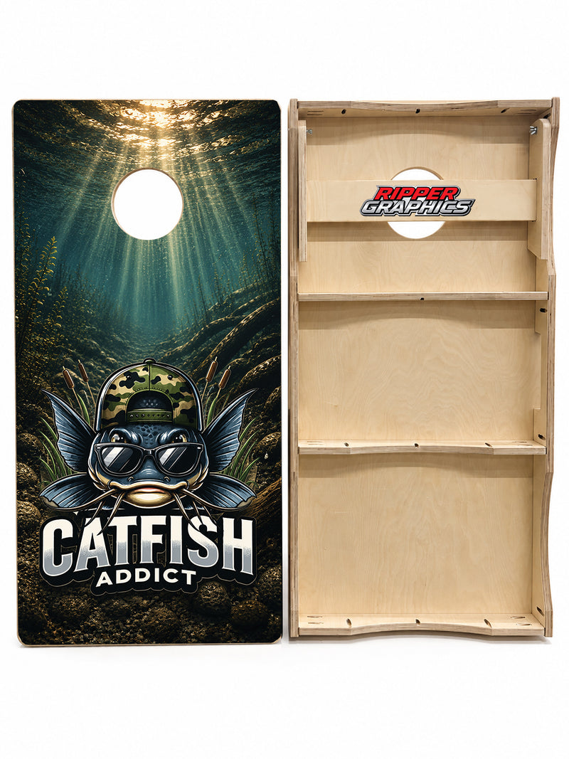 Catfish Addict Everything Else is Bait Cornhole Design