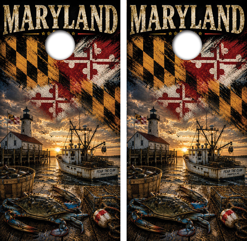 Maryland Fear the Claw Cornhole Design