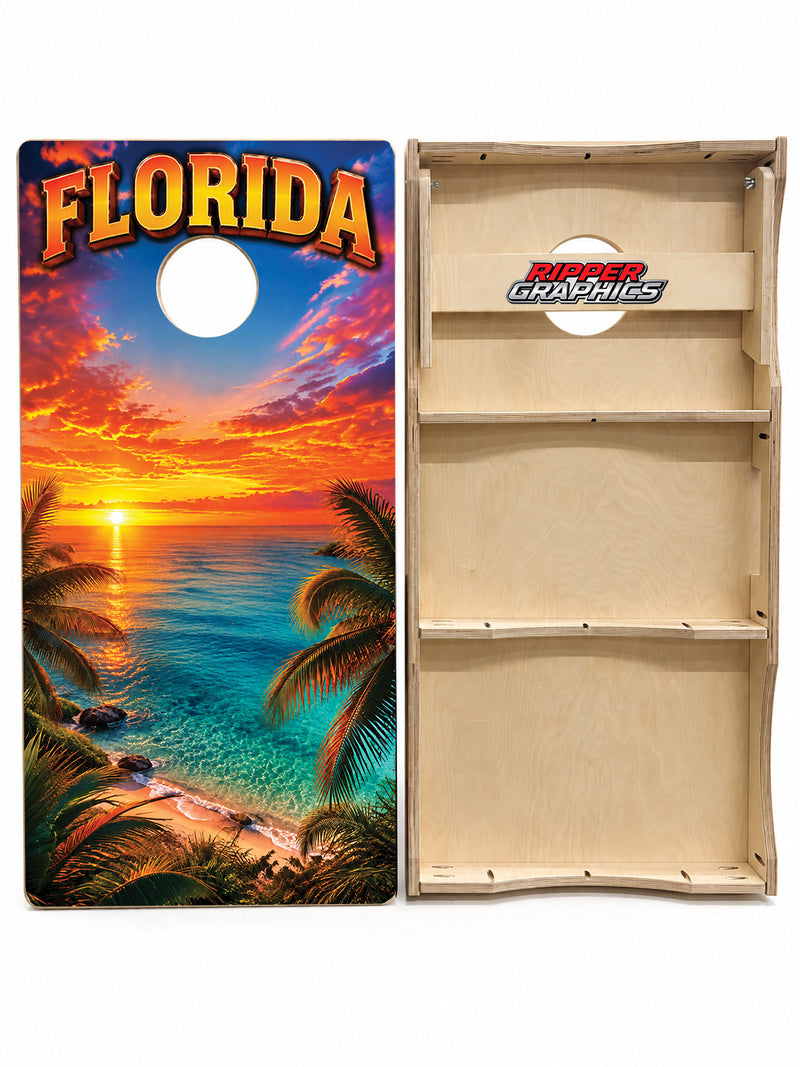 Florida Beach Destination Sunset Cornhole Design