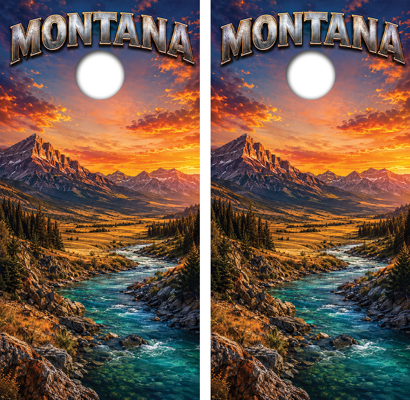 Montana Mountain Get Away Cornhole Design