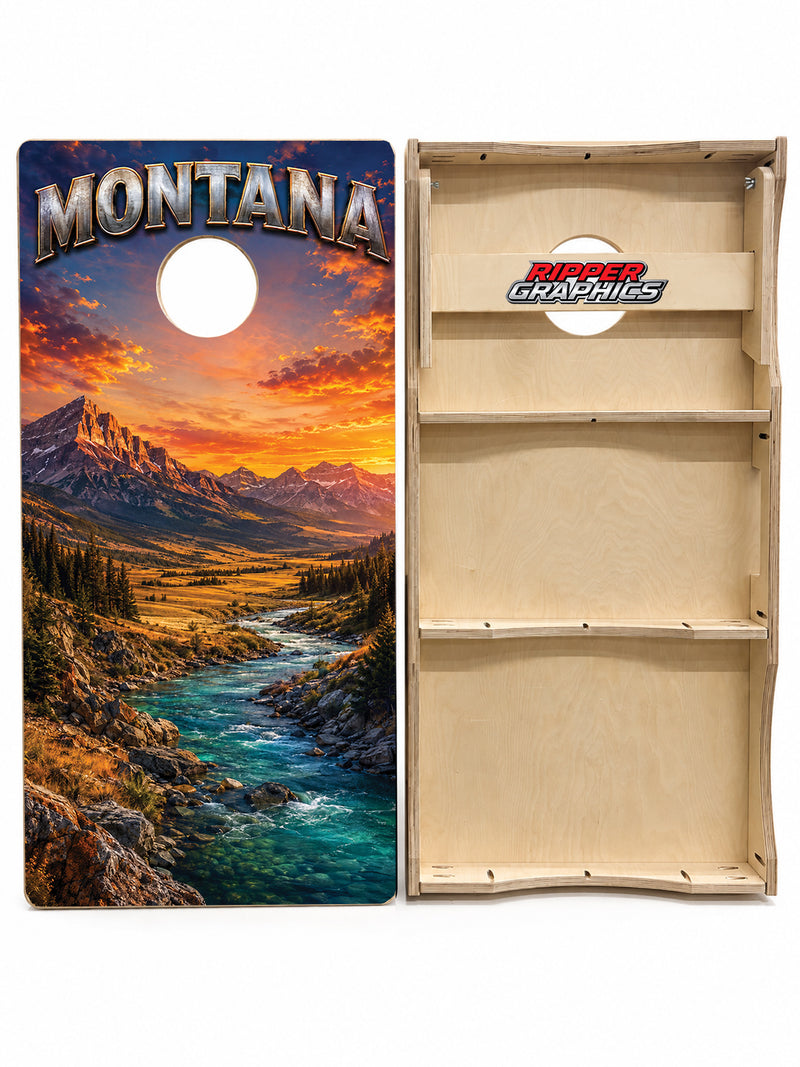 Montana Mountain Get Away Cornhole Design