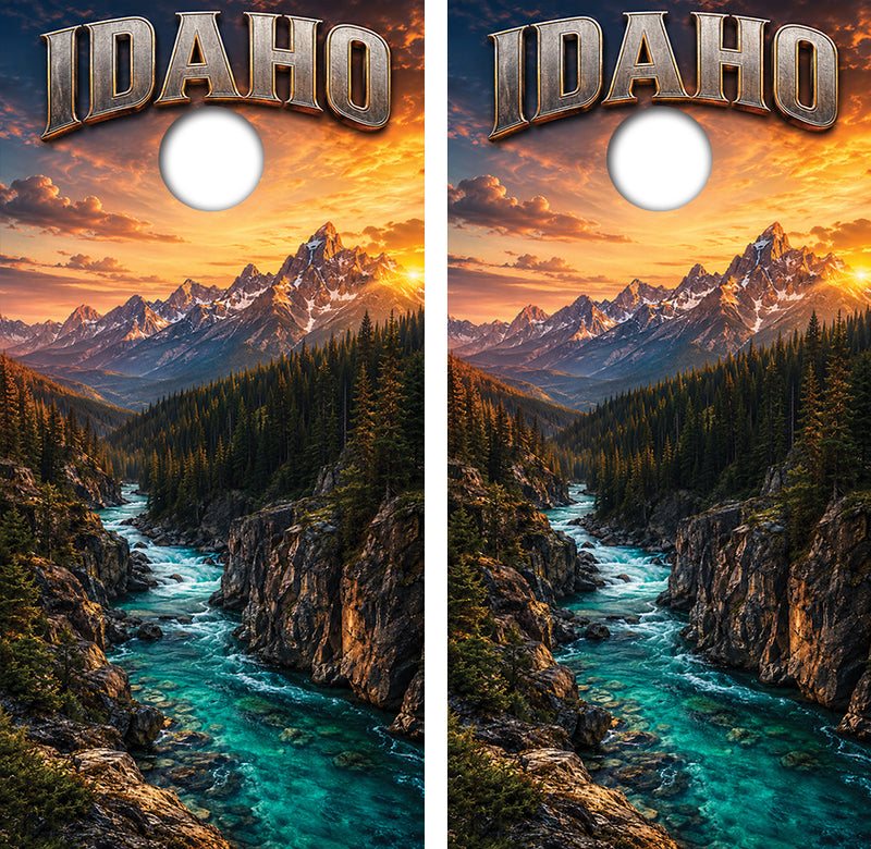 Idaho Dream Mountain Getaway Cornhole Design