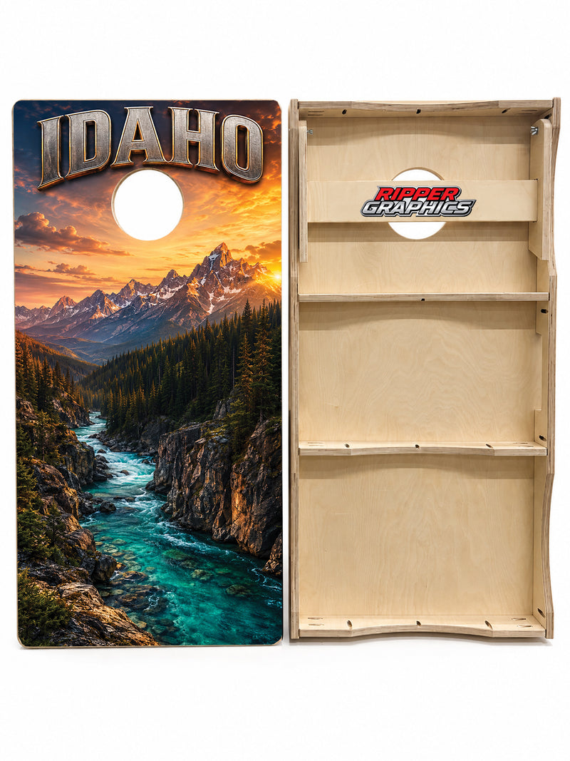 Idaho Dream Mountain Getaway Cornhole Design