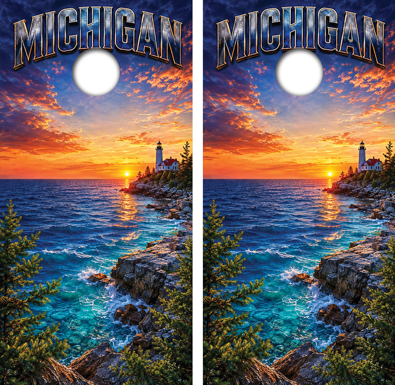 Northern Michigan Dream Getaway Cornhole Design