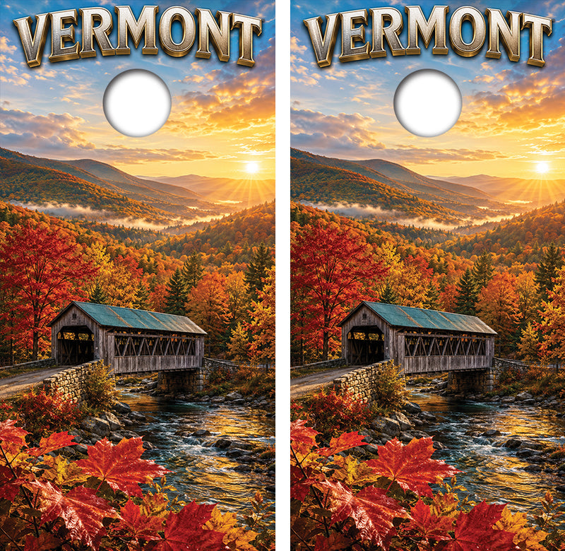Vermont Fall Weekend Getaway Cornhole Design