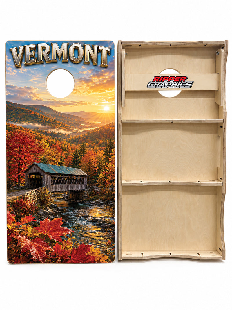 Vermont Fall Weekend Getaway Cornhole Design