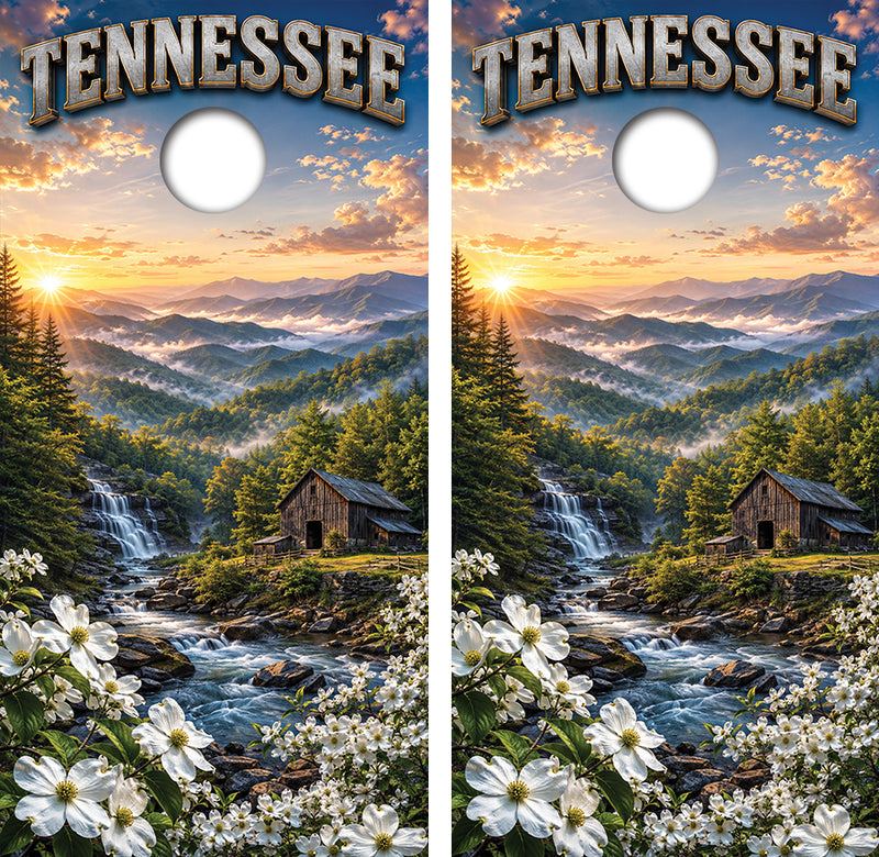 Tennessee Mountain Weekend Getaway Cornhole Design