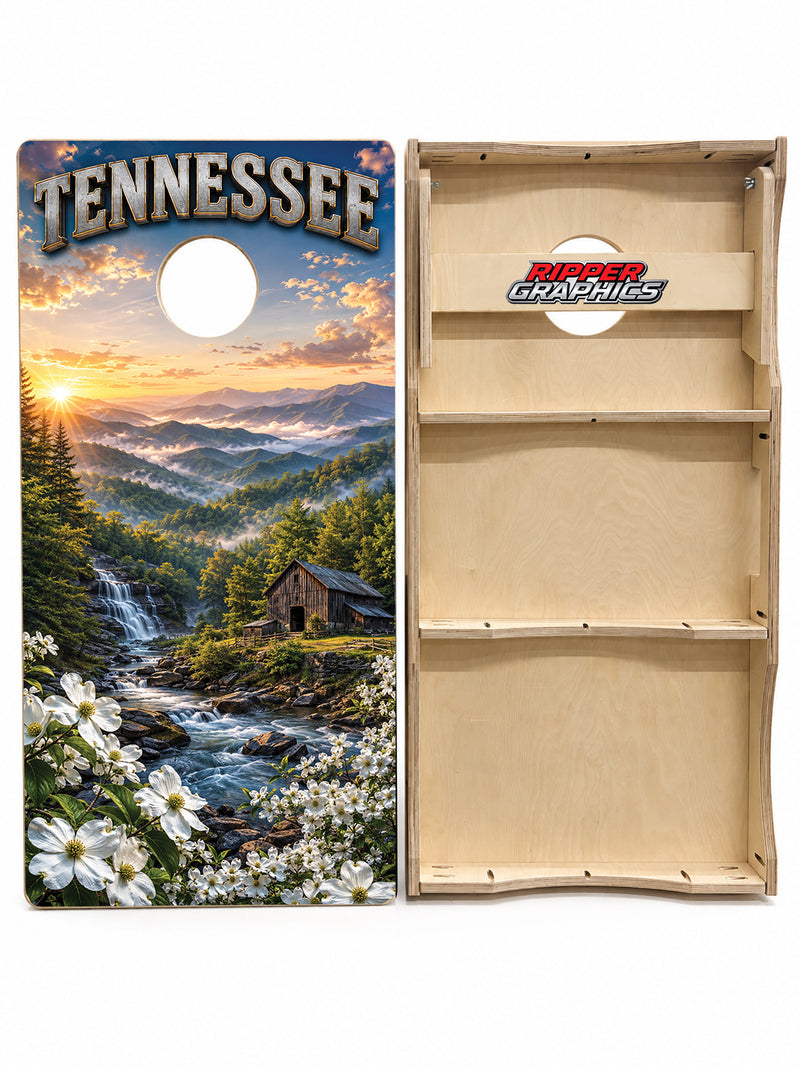 Tennessee Mountain Weekend Getaway Cornhole Design