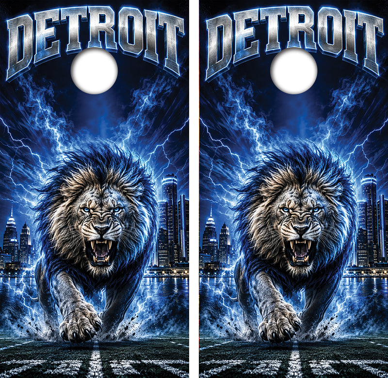 Detroit Lions Electric City Inspired Cornhole Design