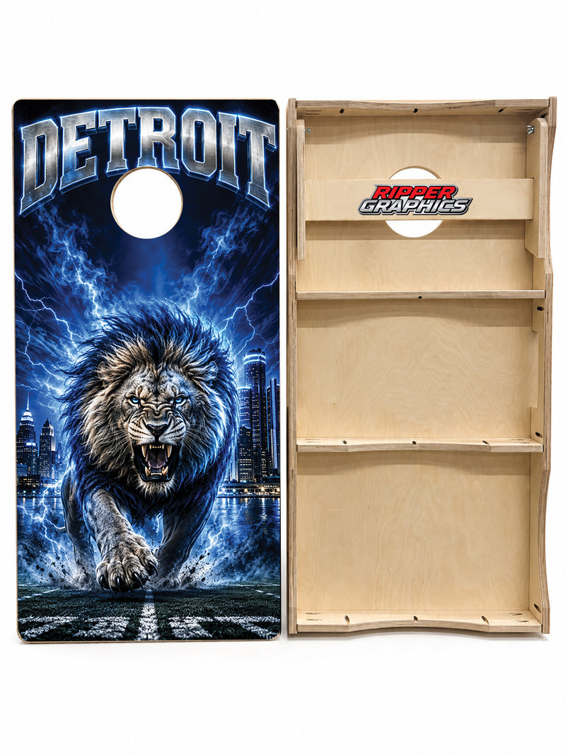 Detroit Lions Electric City Inspired Cornhole Design