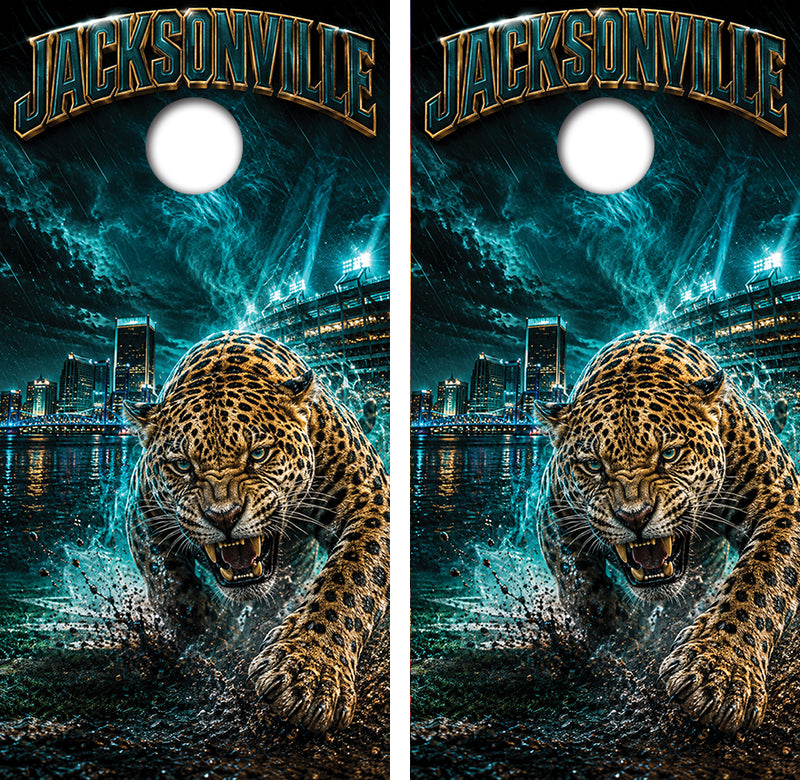 Jacksonville Jaguars Inspired Cornhole Design
