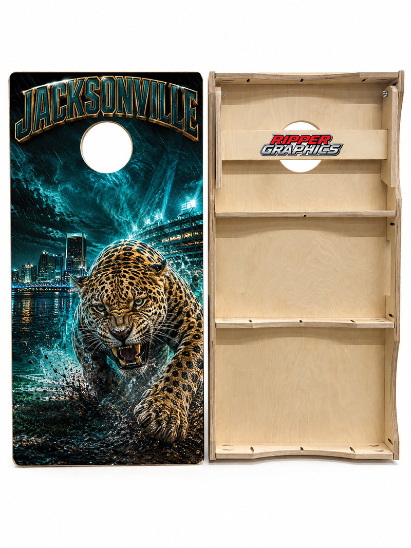 Jacksonville Jaguars Inspired Cornhole Design