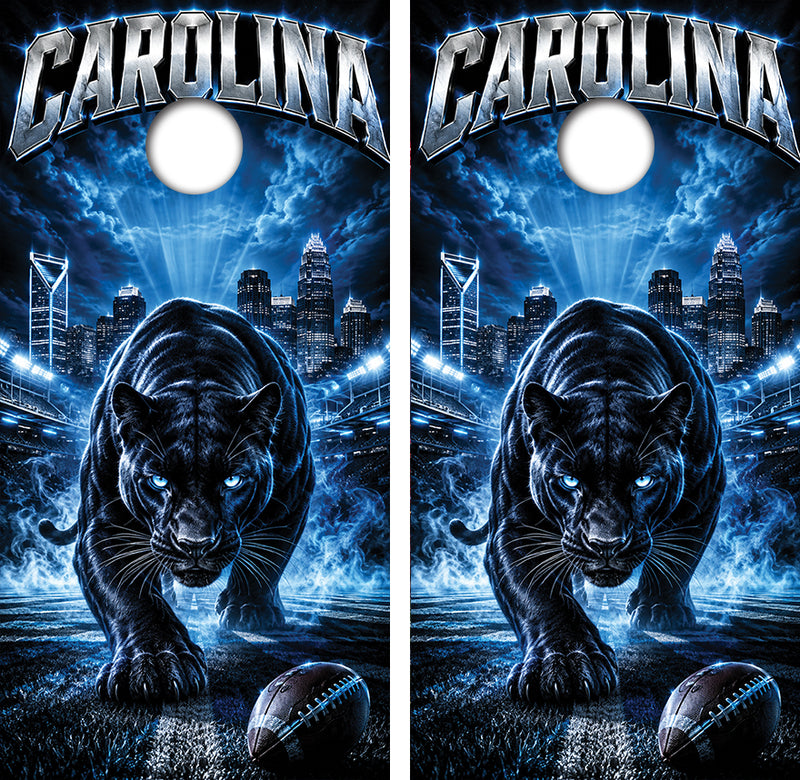Carolina Panthers Inspired Cornhole Design