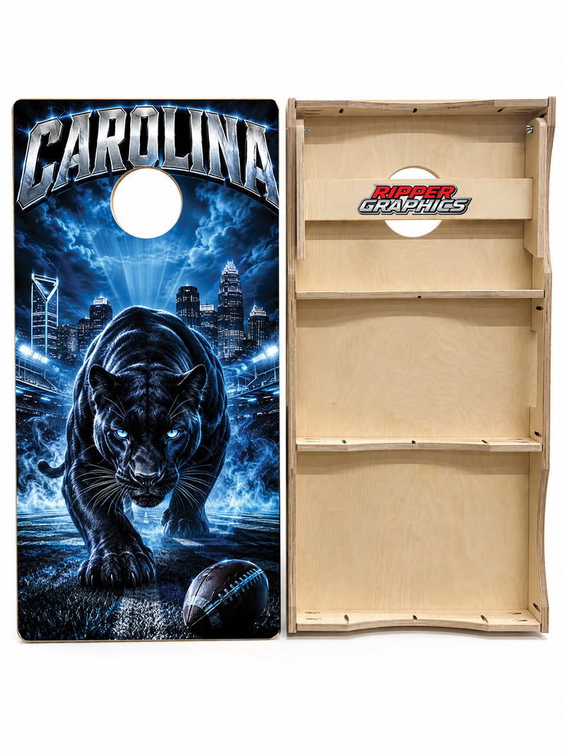 Carolina Panthers Inspired Cornhole Design