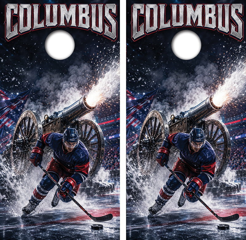 Columbus Blue Jackets Inspired Cornhole Design