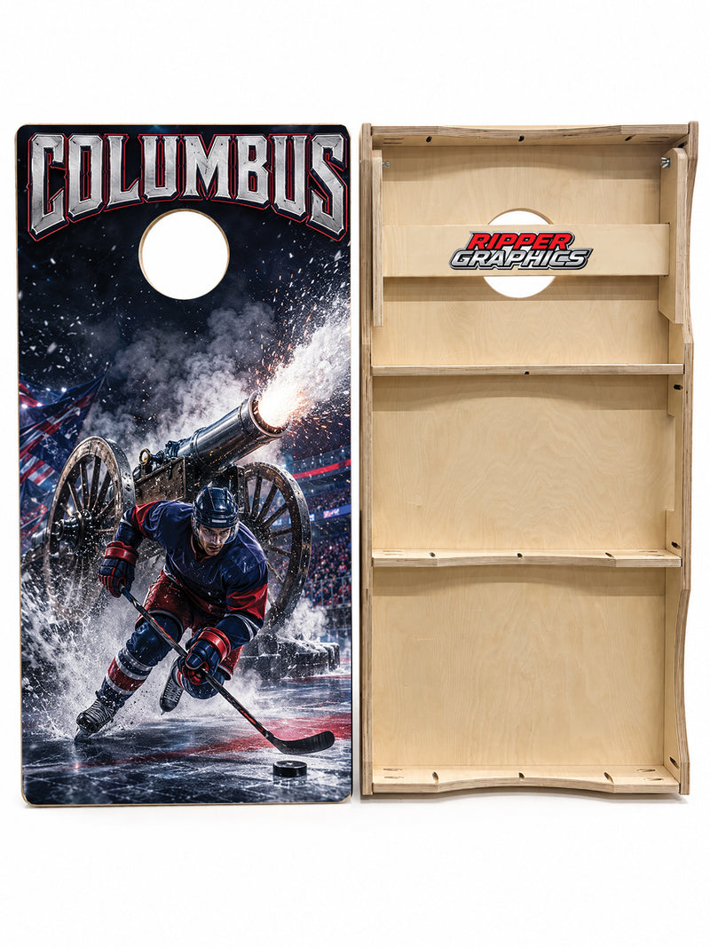 Columbus Blue Jackets Inspired Cornhole Design