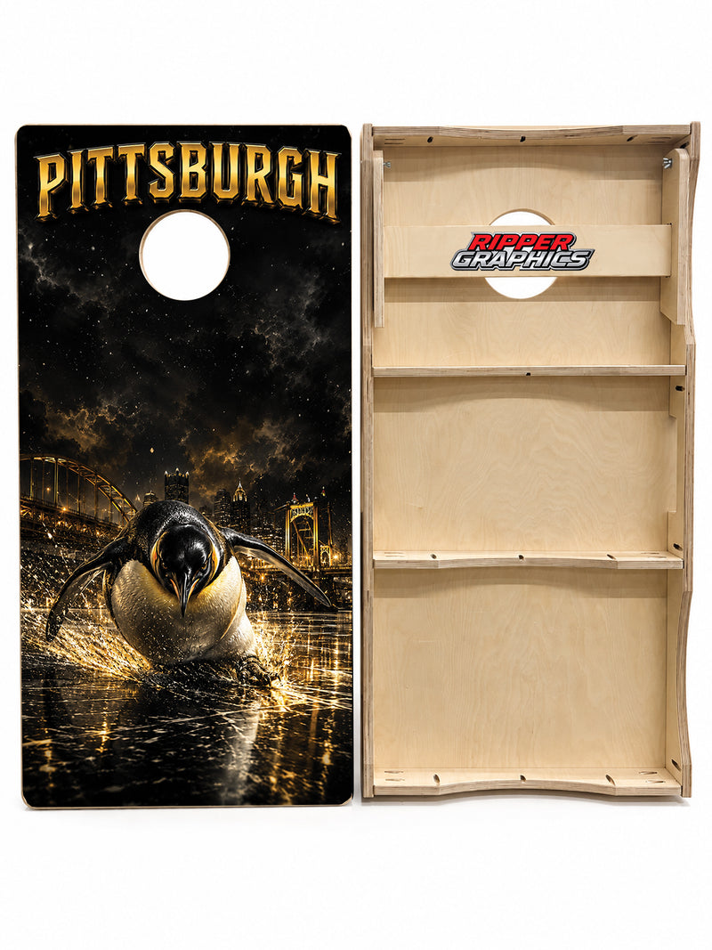 Pittsburgh Penguins Inspired Cornhole Design