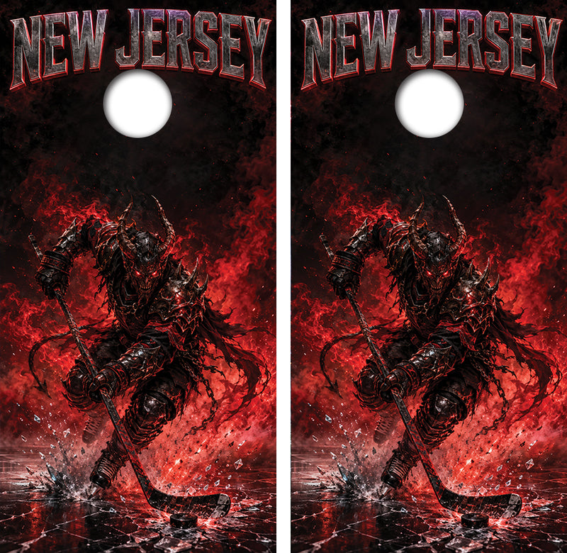 New Jersey Devils Inspired Cornhole Design