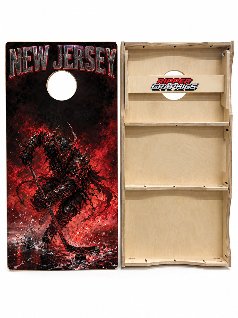 New Jersey Devils Inspired Cornhole Design