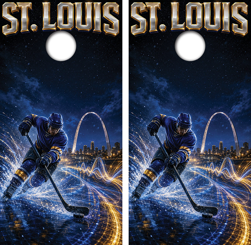 St Louis Blues Inspired Cornhole Design