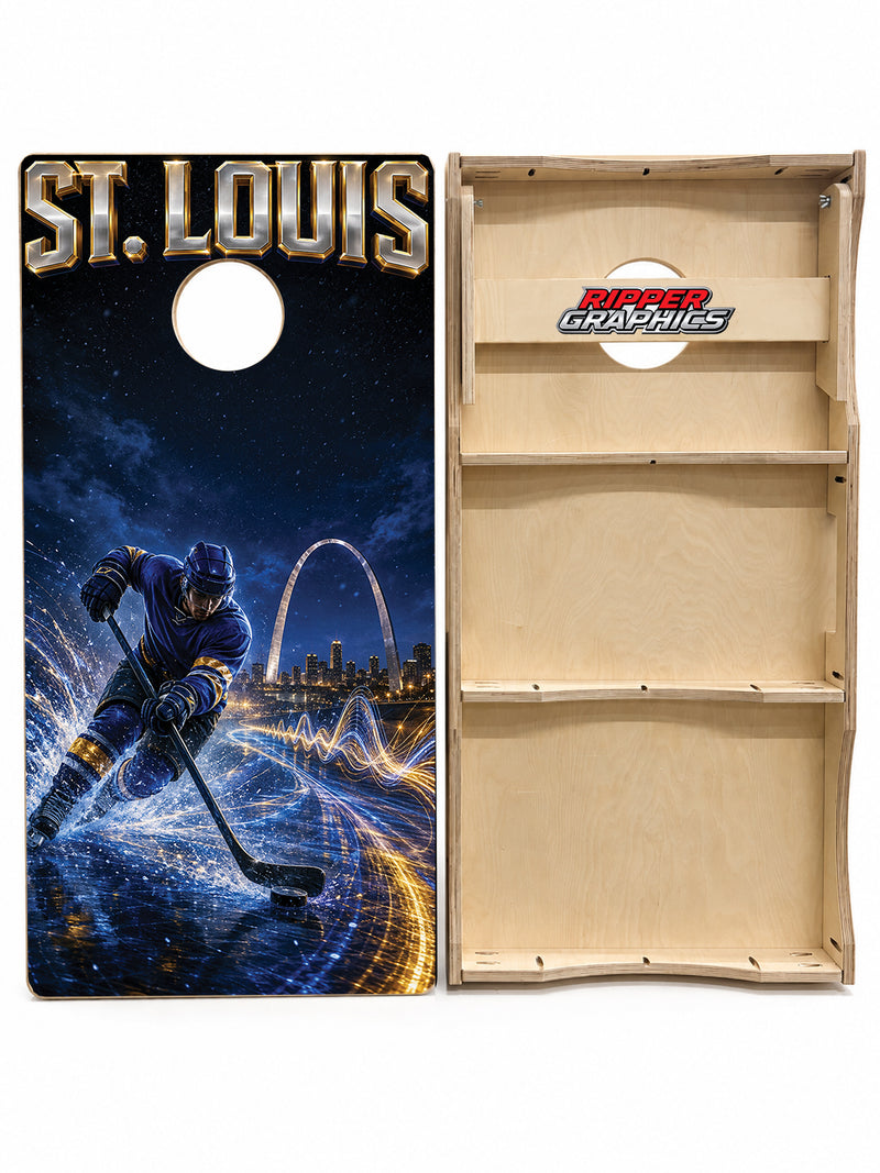 St Louis Blues Inspired Cornhole Design