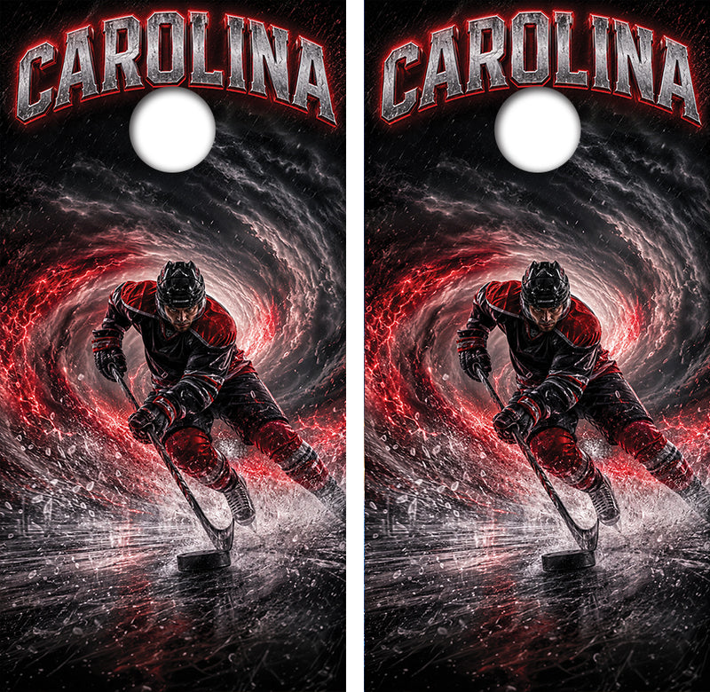 Carolina Hurricanes Inspired Cornhole Design