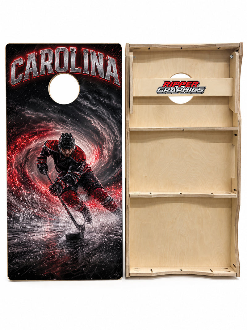 Carolina Hurricanes Inspired Cornhole Design