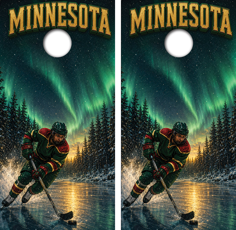 Minnesota Wild Inspired Cornhole Design