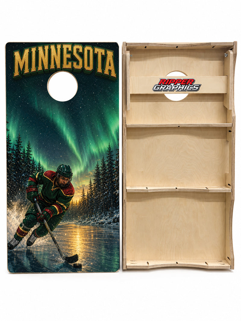 Minnesota Wild Inspired Cornhole Design