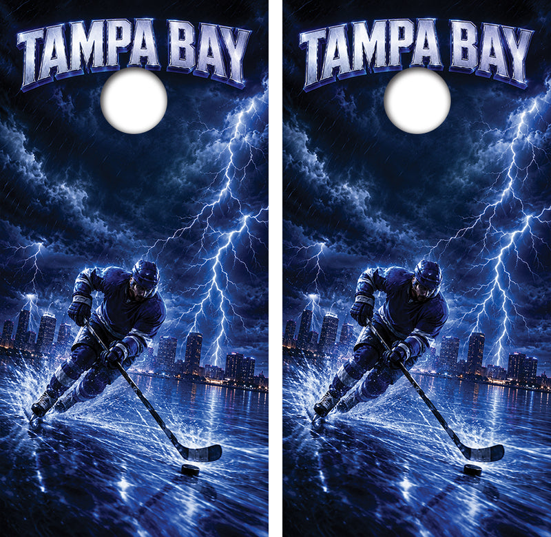 Tampa Bay Lightning Inspired Cornhole Design
