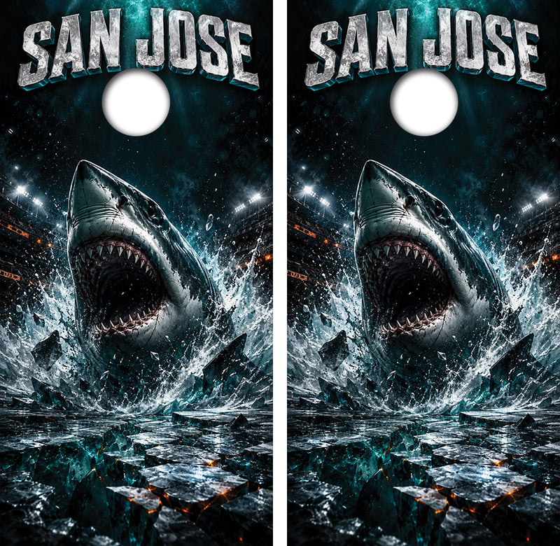 San Jose Sharks Inspired Cornhole Design