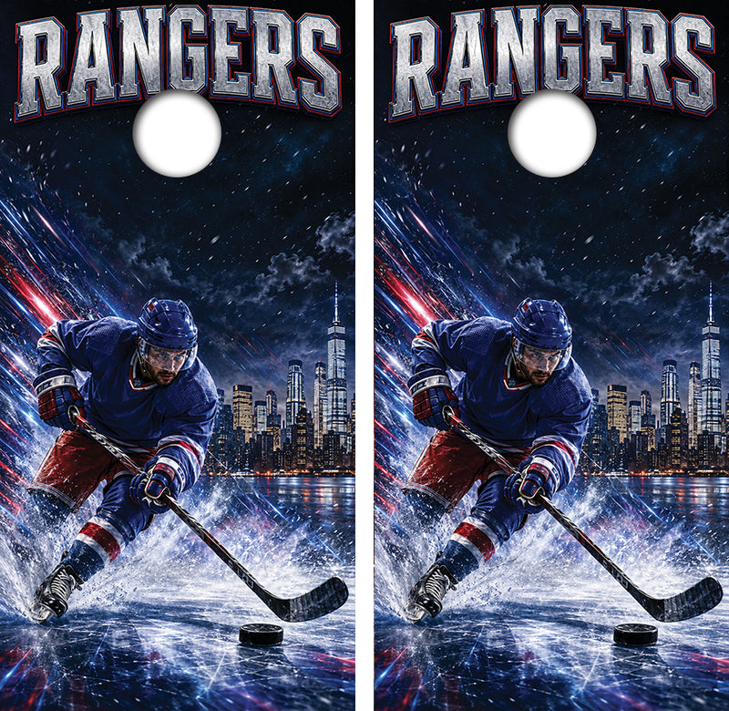 New York Rangers Inspired Cornhole Design