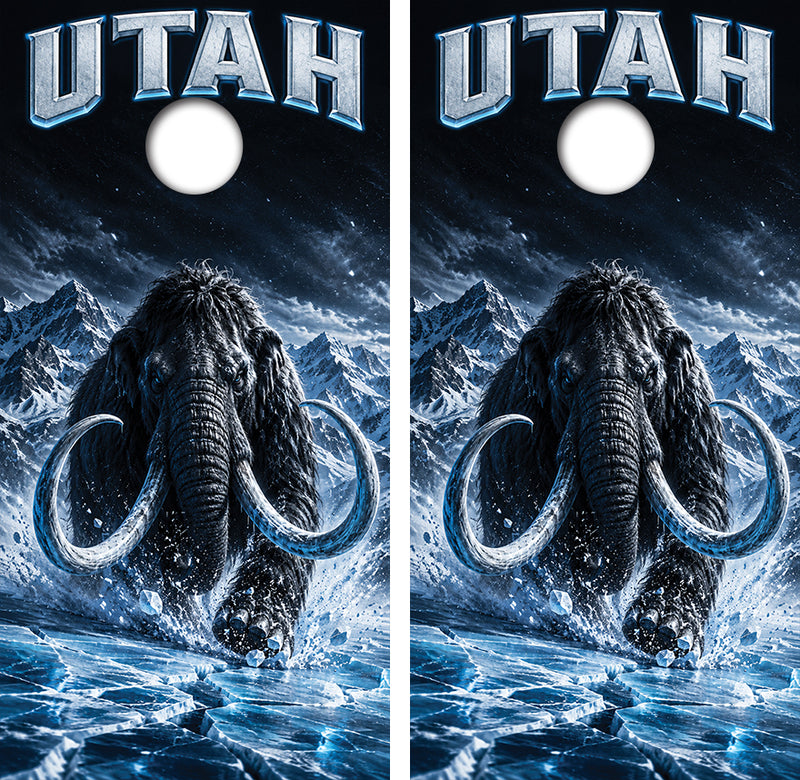 Utah Mammoth Inspired Cornhole Design