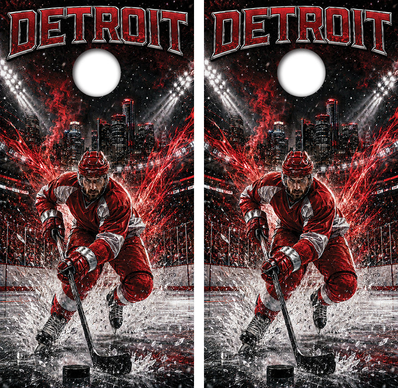Detroit Red Wings Inspired Cornhole Design