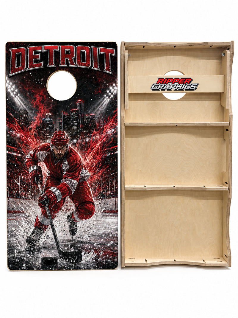 Detroit Red Wings Inspired Cornhole Design