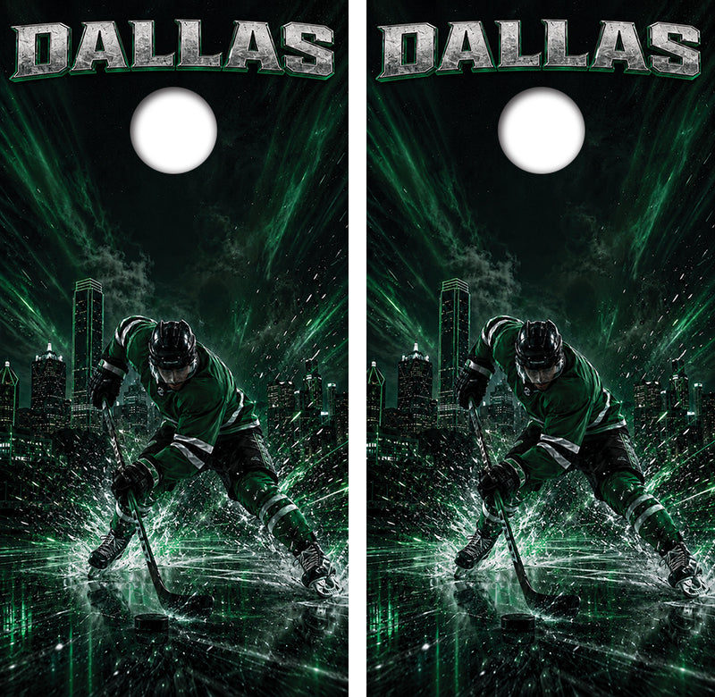 Dallas Stars Inspired Cornhole Design