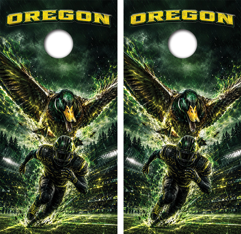 Oregon Ducks Football Inspired Cornhole Design