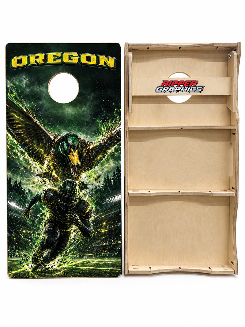 Oregon Ducks Football Inspired Cornhole Design