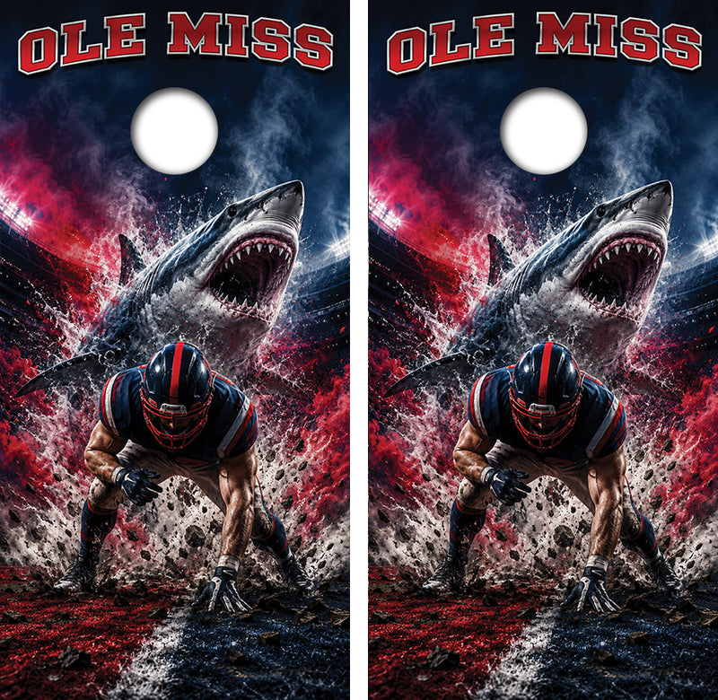 Ole Miss Football Inspired Cornhole Design
