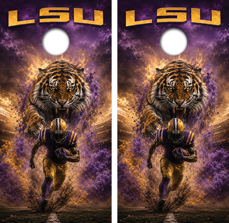 LSU Tigers Football Inspired Cornhole Design