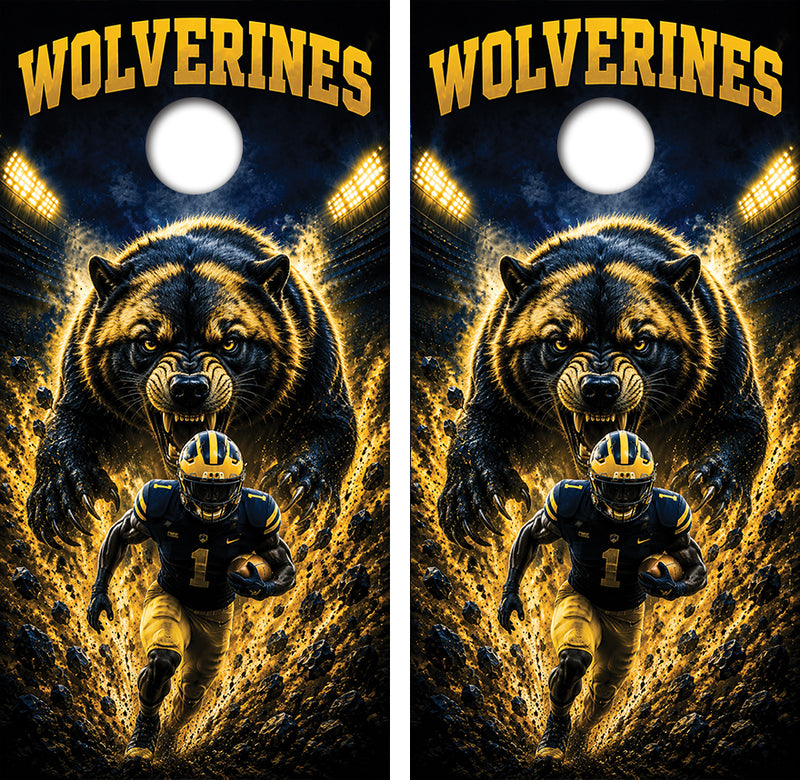Michigan Wolverines Football Inspired Cornhole Design