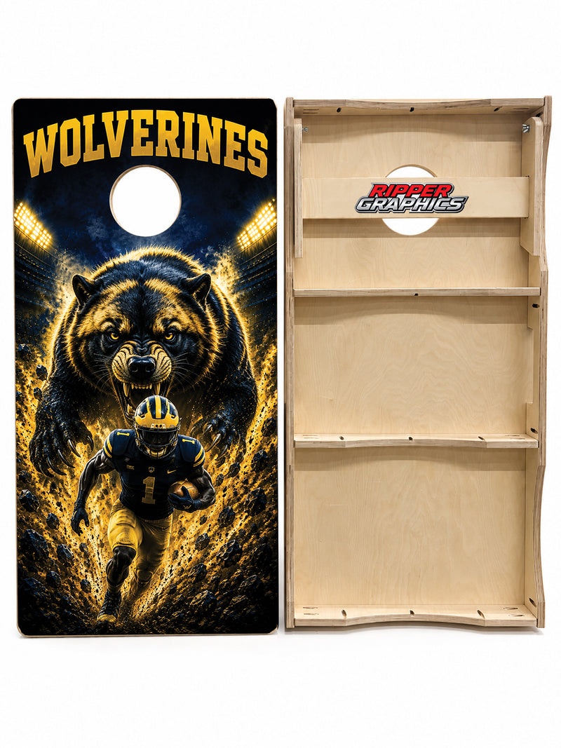 Michigan Wolverines Football Inspired Cornhole Design