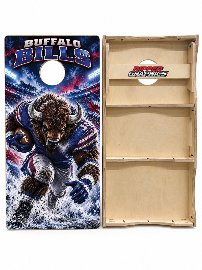 Buffalo Bills Football Inspired Cornhole Design