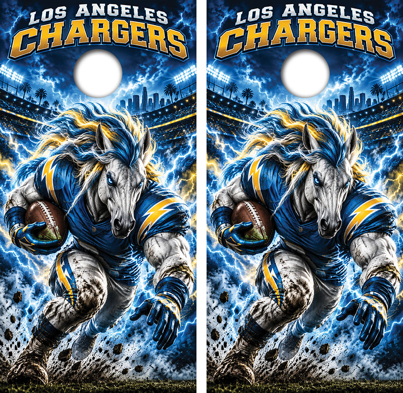 Los Angeles Chargers Football Inspired Cornhole Design