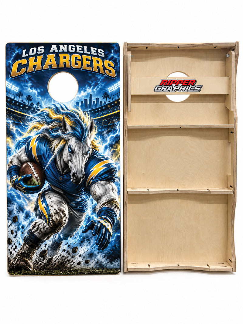 Los Angeles Chargers Football Inspired Cornhole Design