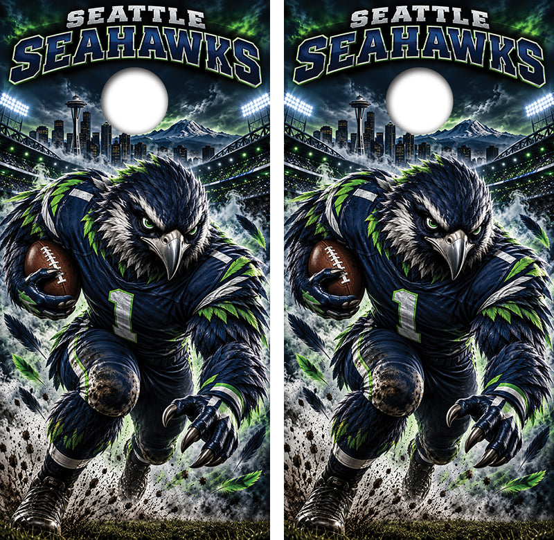 Seattle Seahawks Football Inspired Cornhole Design