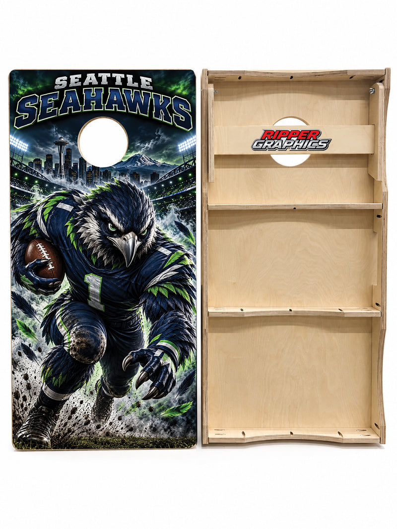 Seattle Seahawks Football Inspired Cornhole Design