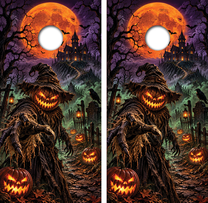 Halloween Pumpkin Reaper Cornhole Design